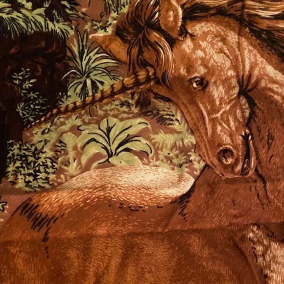 Vintage A.T.C. Unicorn Horse with Snake Print Tapestry Rug Wall Hanging 32x50 In - Picture 5 of 11